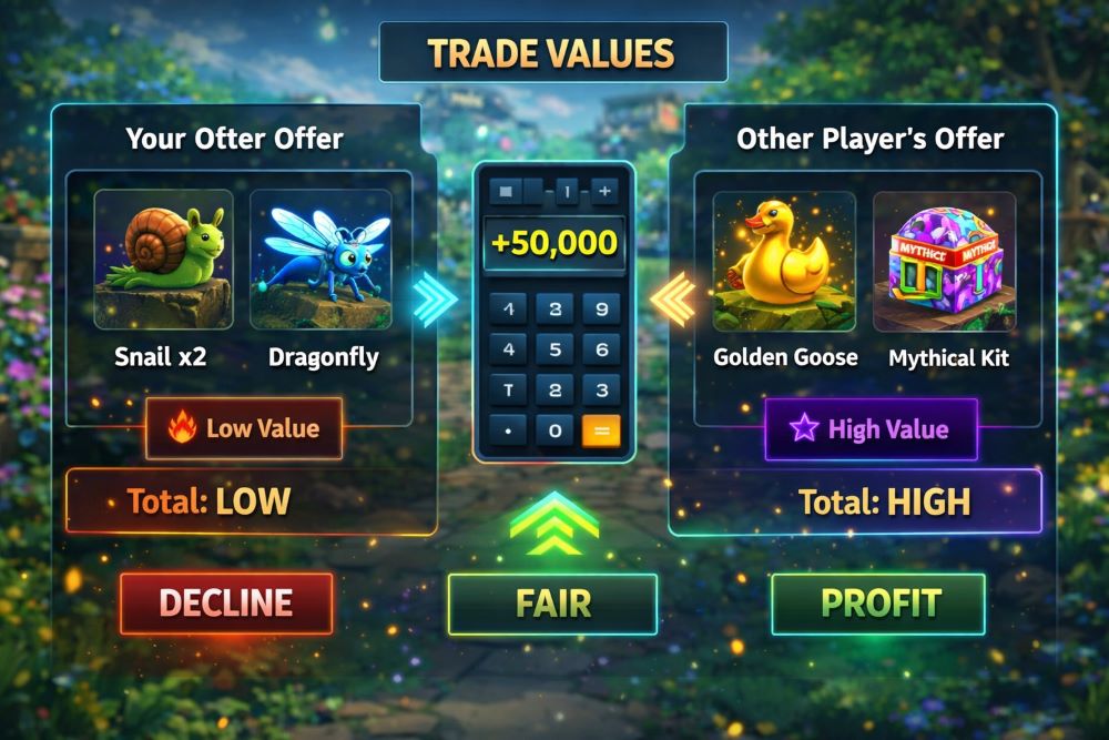 grow a garden trade calculator comparing item values in roblox