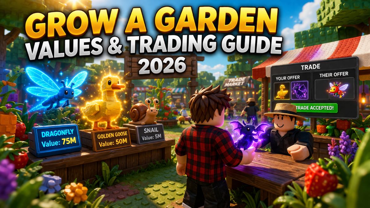 grow a garden values trading guide showing pets and trade calculator in roblox 2026