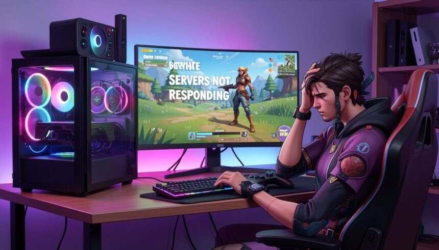 Fortnite servers not responding error message on game screen showing connection issue while trying to play Fortnite online