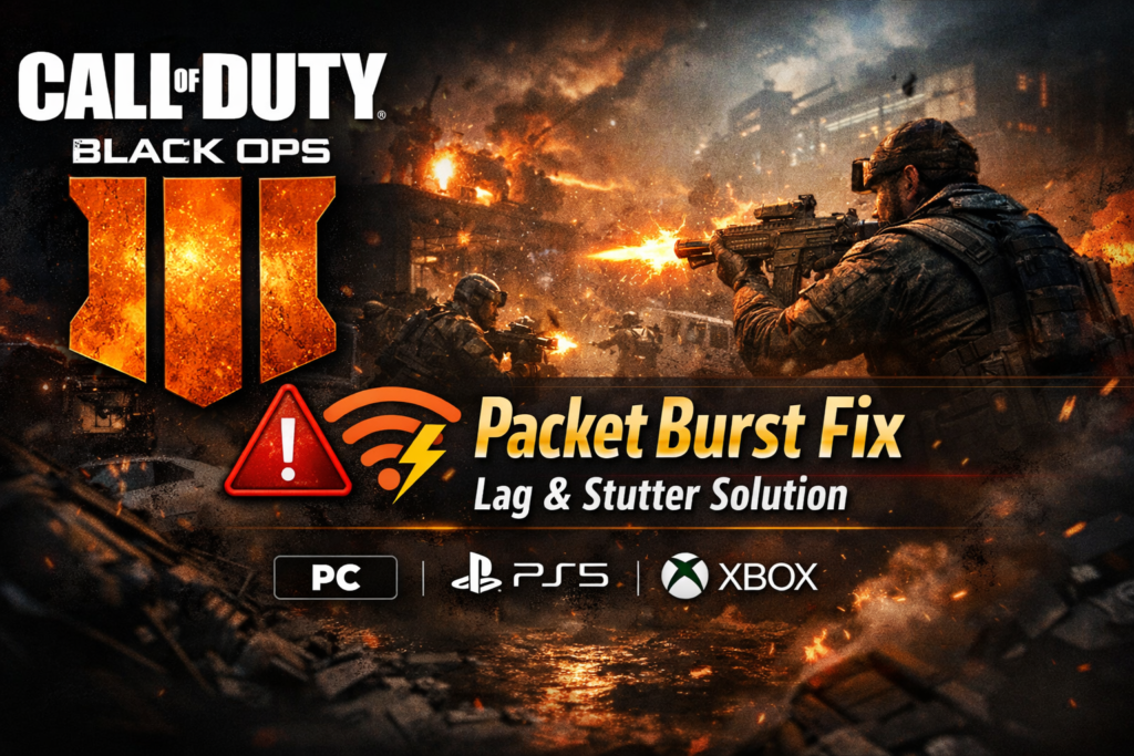 Call of Duty Black Ops 6 packet burst fix guide for PC, PS5, and Xbox to resolve lag, stuttering, and network spikes