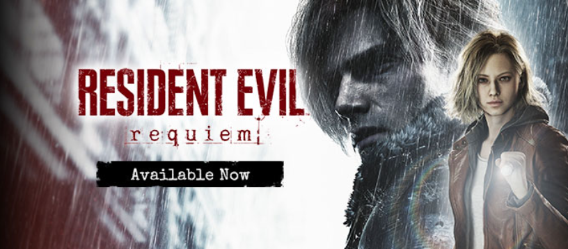 Resident Evil Requiem gameplay scene showing dark horror environment and protagonist exploring abandoned location