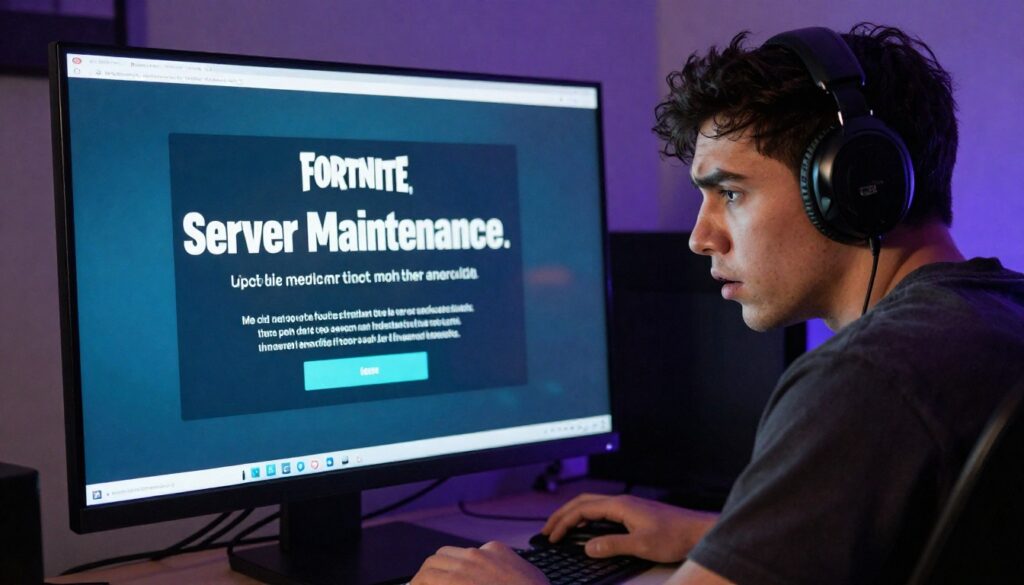 Epic Games Fortnite server maintenance notice on screen